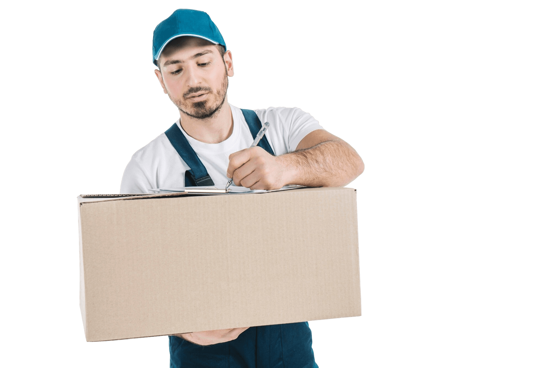 Bities courier signing for a parcel