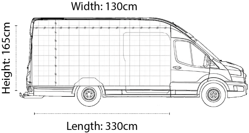 Van load space dimensions: 330cm long, 165cm high and 130cm wide